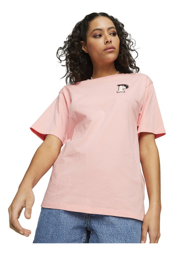 Remera Puma Squad Badge Sportstyle Mujer Moda Rosa