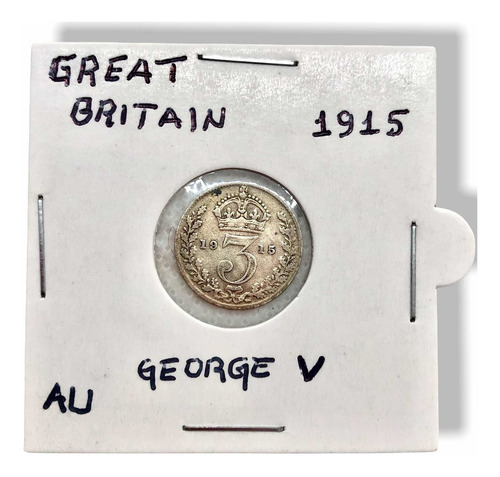 Moneda Plata Gran Bretaña 3 Pences L 0.500 Año 1915 George V (Usado)