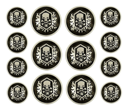 Bezelry Skull Emblema De Plata Mate Negro Metal Vastago Dob