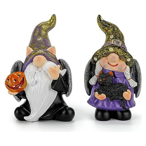 Decoraciones Gnomos Halloween, 2 Pcs Gnomos Hechos Mano...