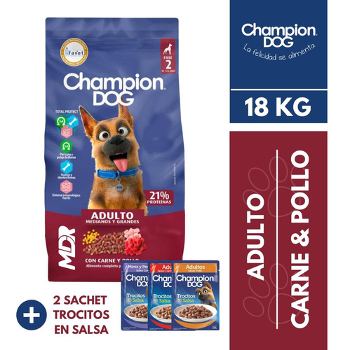 Champion Dog Adulto Carne Y Pollo 18kg | Solo Stgo | Mdr