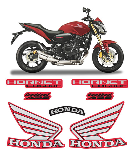 Kit Adesivos Honda Cb 600 Hornet 2011 2012 Moto Vermelha