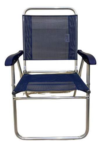 Cadeira De Praia Alta Sanete Encosto Alto Aluminio Ronchetti Cor Azul-escuro