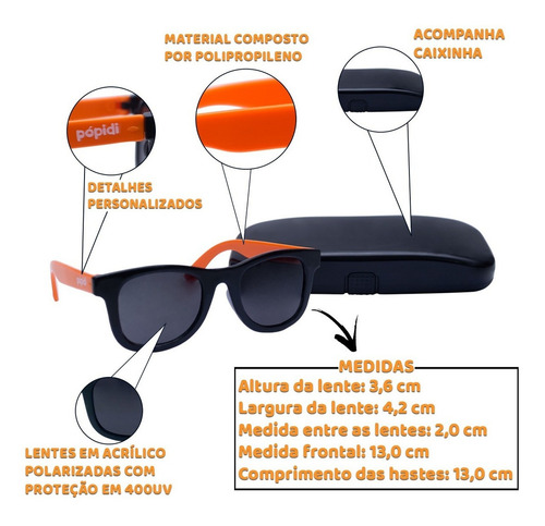 Oculos Infantil Feminino Masculino Menino Menina Uv 400 Cor Laranja