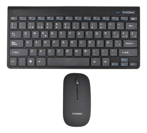Kit Teclado Y Mouse Gadnic Inalambrico Portatil Windows Mac Teclado Negro
