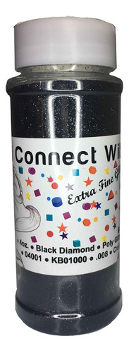 Icw Glitter Black Diamond Extra Fine Para Nail Art Vaso