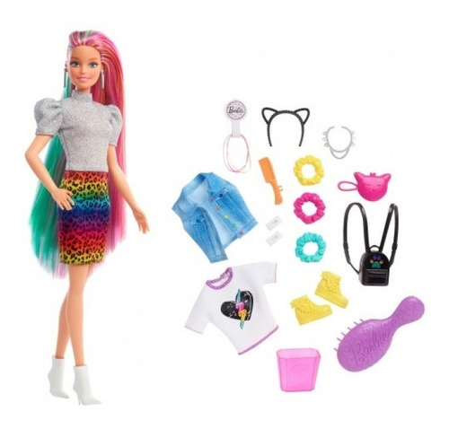 Barbie Peinado Arcoiris Cambio Color 14 Piezas Mattel Grn81