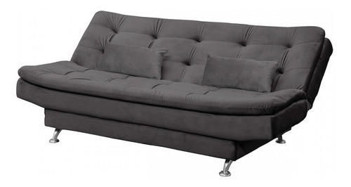 Sofá Cama 3 Lugares Salomé Reclinável Veludo Cinza - Matrix