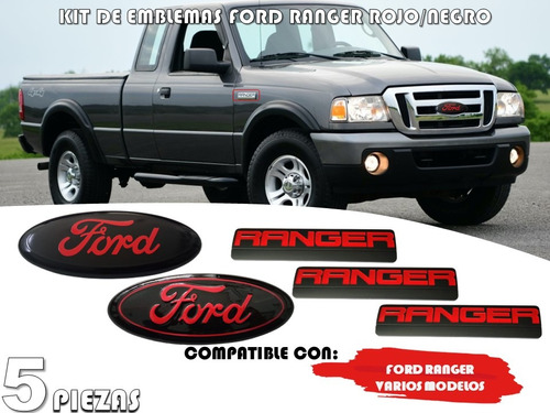 Kit De Emblemas Ford Ranger Varios Modelos Rojo/negro 23/18 