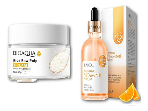 Pack Crema Aclarante De Arroz Bioaqua Y Serum Vitamina C