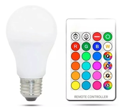 Ampolleta Led E27 Rgb 3w Control Remoto Colores