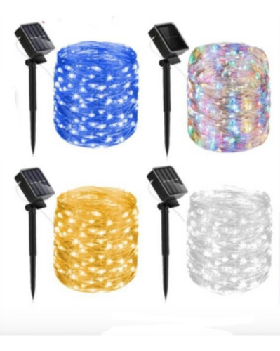 Luces Solares Navideña 4 Colores 100 Led Envío Gratis 