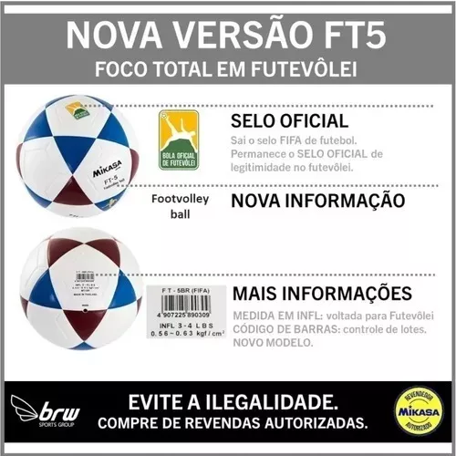 Bola de Futevôlei Mikasa FT-5 Amarela e Preta - Treinit