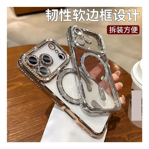 S Transparent Magnetic Case With Rhinestones For iPhone 17 Y