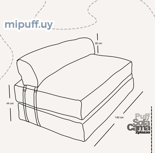 Imagen 4 de 6 de Sofá Cama 2 Plaza En Cuero Vegano, Estilo Puff