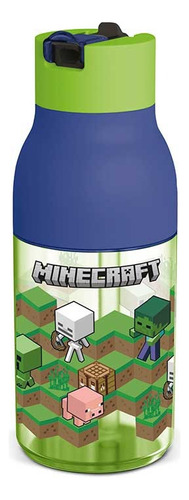 Botella Doble Apertura Minecraft 420 Ml Color Verde