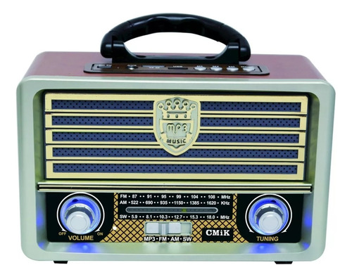 Radio Y Parlante Portatil Bluetooth Mk-113bt Retro Premium