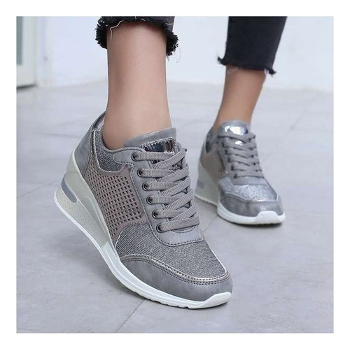 % Zapatillas Informales Transpirables Con Tacón De Cuña De