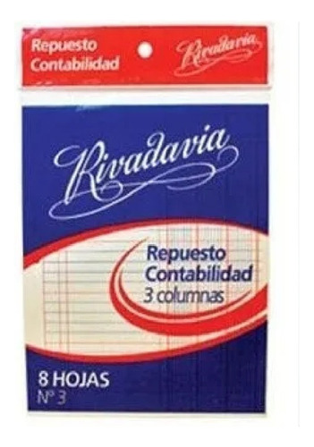 Repuesto Rivadavia Contabilidad 3 Columnas 8 Hojas Nro. 3