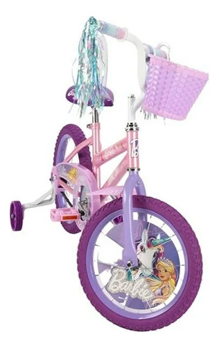Bicicleta Infantil Barbie Huffy Con Canasta Rodada 16 Rosa Claro 16