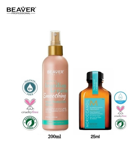 Kit Aceite Argan Moroccanoil Y Protector Térmico Beaver Pelo