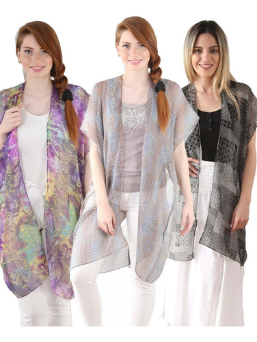 Pareo Kimono Gasa Verano Transparencias Set X6 Mayor K2368