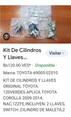 Kit De Cilindros 69005-02510 Y Llaves Corolla 2009-2014
