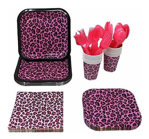 Paquetes De Fiesta - Pink Leopard Party Supplies Packs (113+