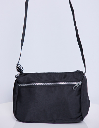 Bandolera Morral Tresher Deportivo Importada Con Monedero Negro Liso Plateado Estampada