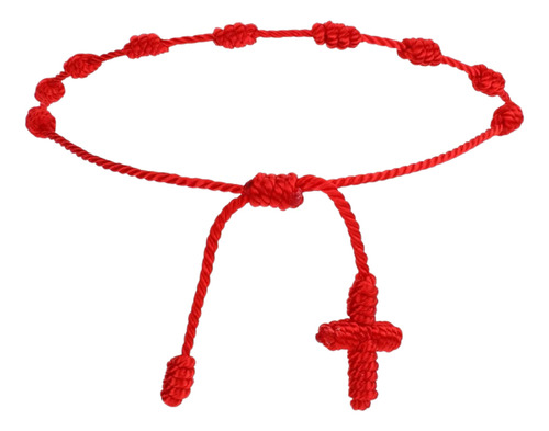 1 Pulsera Protección Hilo Rojo 10 Nudos Decenario Ajustable
