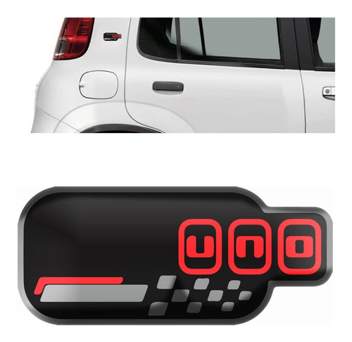 Emblema Adesivo Lateral Resinado Fiat Uno Sporting 2013 Cor Preto