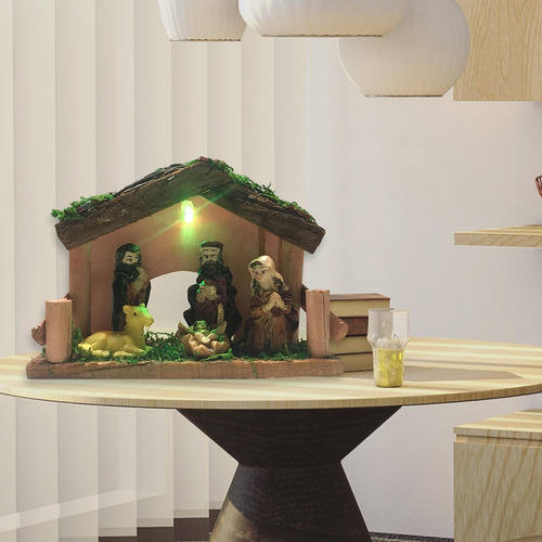 Resina Nacimiento De Jesús Escultura B Con Luz Led