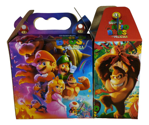 Caja Dulcera + Platos + Vasos Kit Fiesta 20 Niños Mario Mario Mario