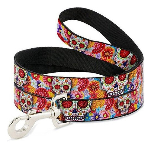 Correa Para Mascotas Con Hebilla - Sugar Skull Starburst Whi