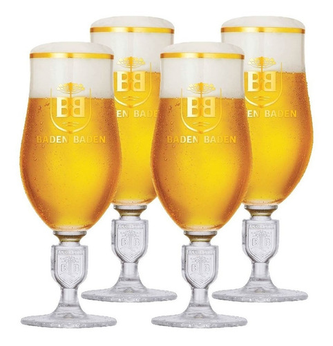 Taça Cerveja - Copo Cerveja - Baden Baden Brasão C/ 4 Unid Cor Incolor
