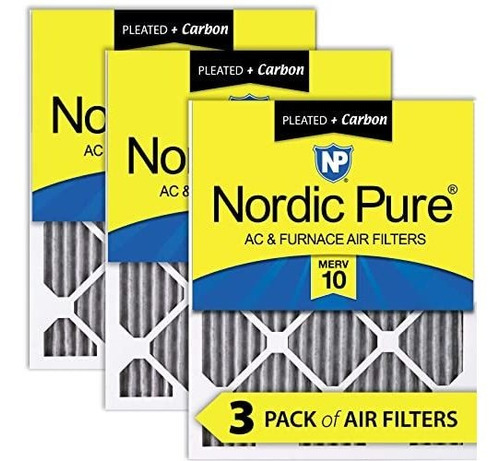 Nordic Pure 20x25x1 Merv 10 Filtros De Aire De Horno De Carb