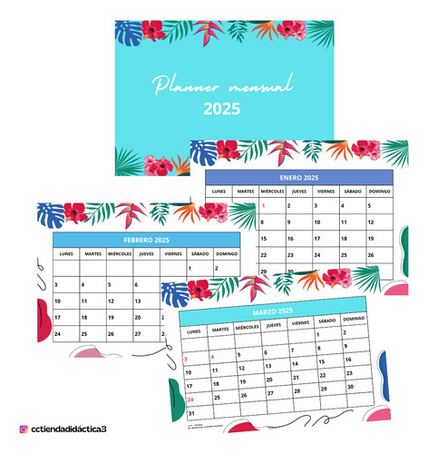 Kit Imprimible Planner Mensual Calendarios