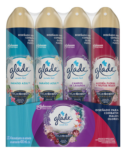 Aromatizante En Aerosol Glade 4 Pzas De 400 Ml C/u