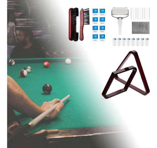 Organizador De Bolas De Billar, Set De Cepillos Borgoña
