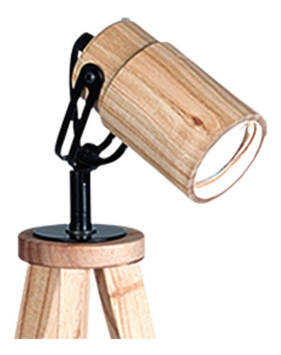 Imagen 2 de 4 de Lampara Velador Escritorio Tripode Madera Maciza Gu10