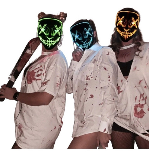 Disfraz La Purga Máscara Led + Machete + Sangre Halloween