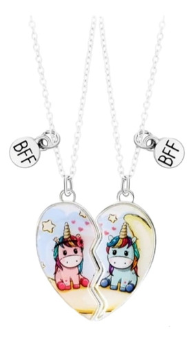 Set De Collares Magnéticos Unicornios Regalo Mejores Amigos 