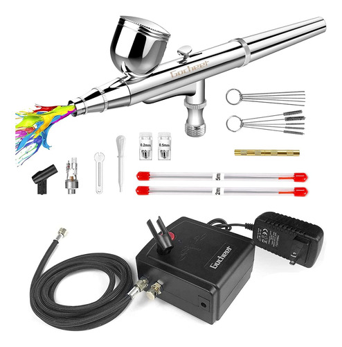 Gocheer Kit De Aerógrafo De 30 Psi Con Compresor, Mini Kit D