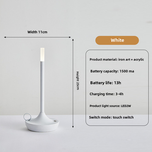 Lámpara Aladdin De Color Blanco Con Control Táctil Y Recarga