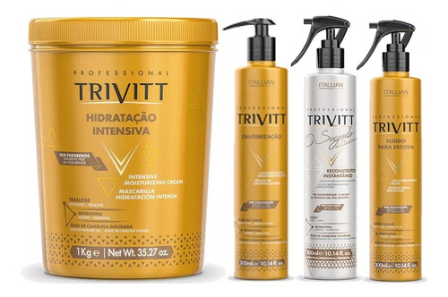 Kit Trivitt 4pçs: Hidrat+cauter+ O Segredo C +fluido Escova