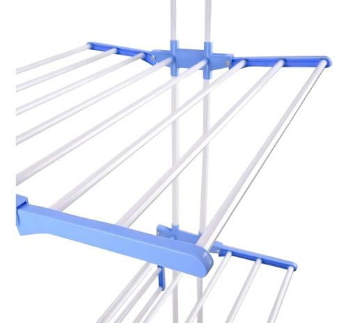 Varal Chão Pra Roupa Inox 3 Três Andares Retrátil Cor Azul