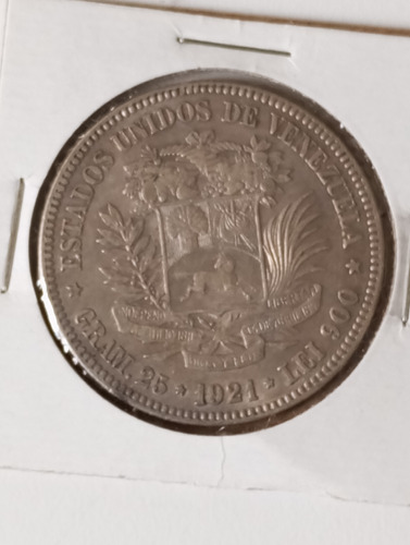 Moneda De 5 Bs Fuerte Plata De 1921