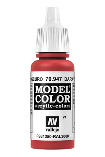 Vallejo 70947 Bermellon Rojo Oscuro Model Color Modelismo