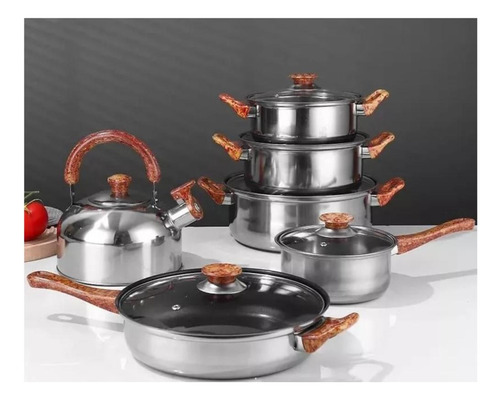 Set Juego De Ollas De Acero Inoxidable Premium