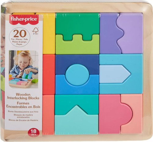 Fisher Price Juego Bloques Premium Madera Entrelazados 20pz Colores
